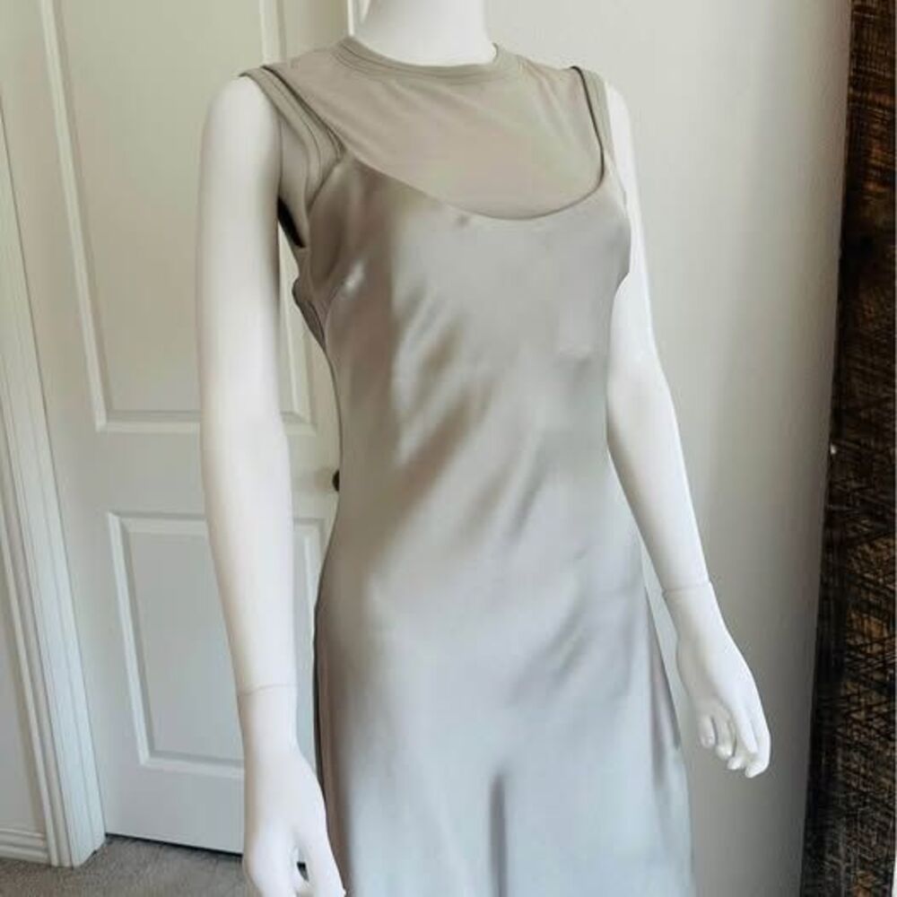 Zara 2 Piece Slip Dress Satin Gray Medium